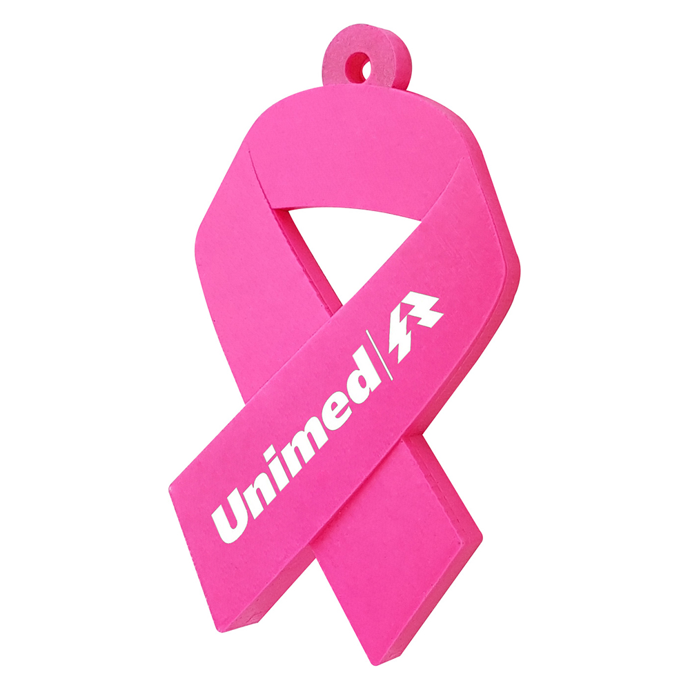 Chaveiro Emborrachado Outubro Rosa com a sua logo