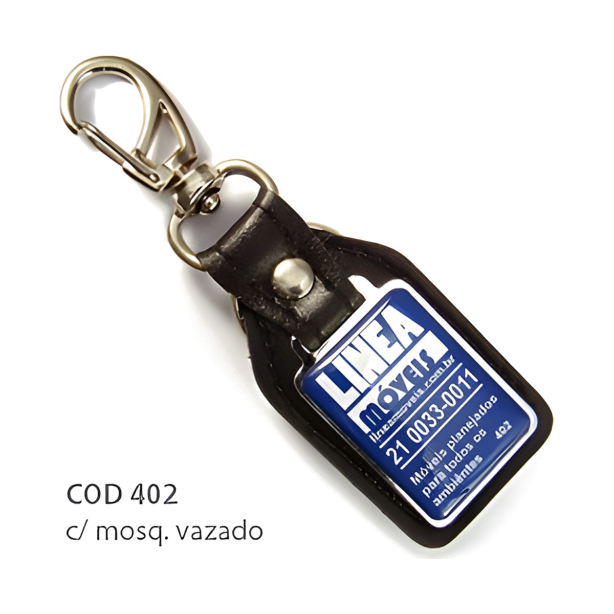 Chaveiro de Couro Sintético com a sua logo – Cód. 402