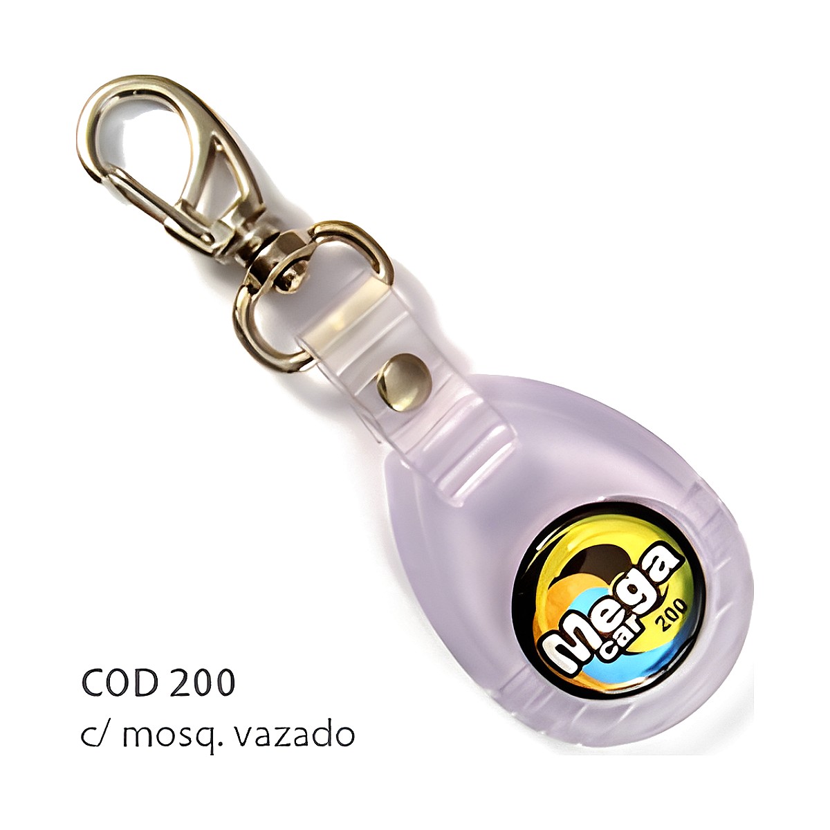 Chaveiro Emborrachado Branco Trans com a sua logo