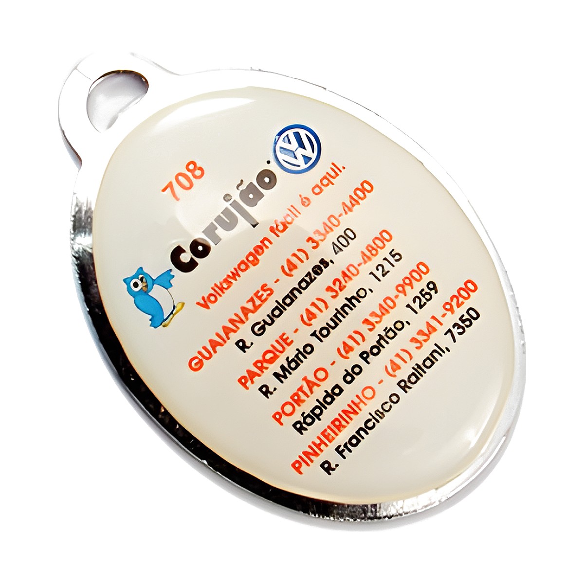 Chaveiro Chapinha Oval 3,8x2,8cm com a sua logo
