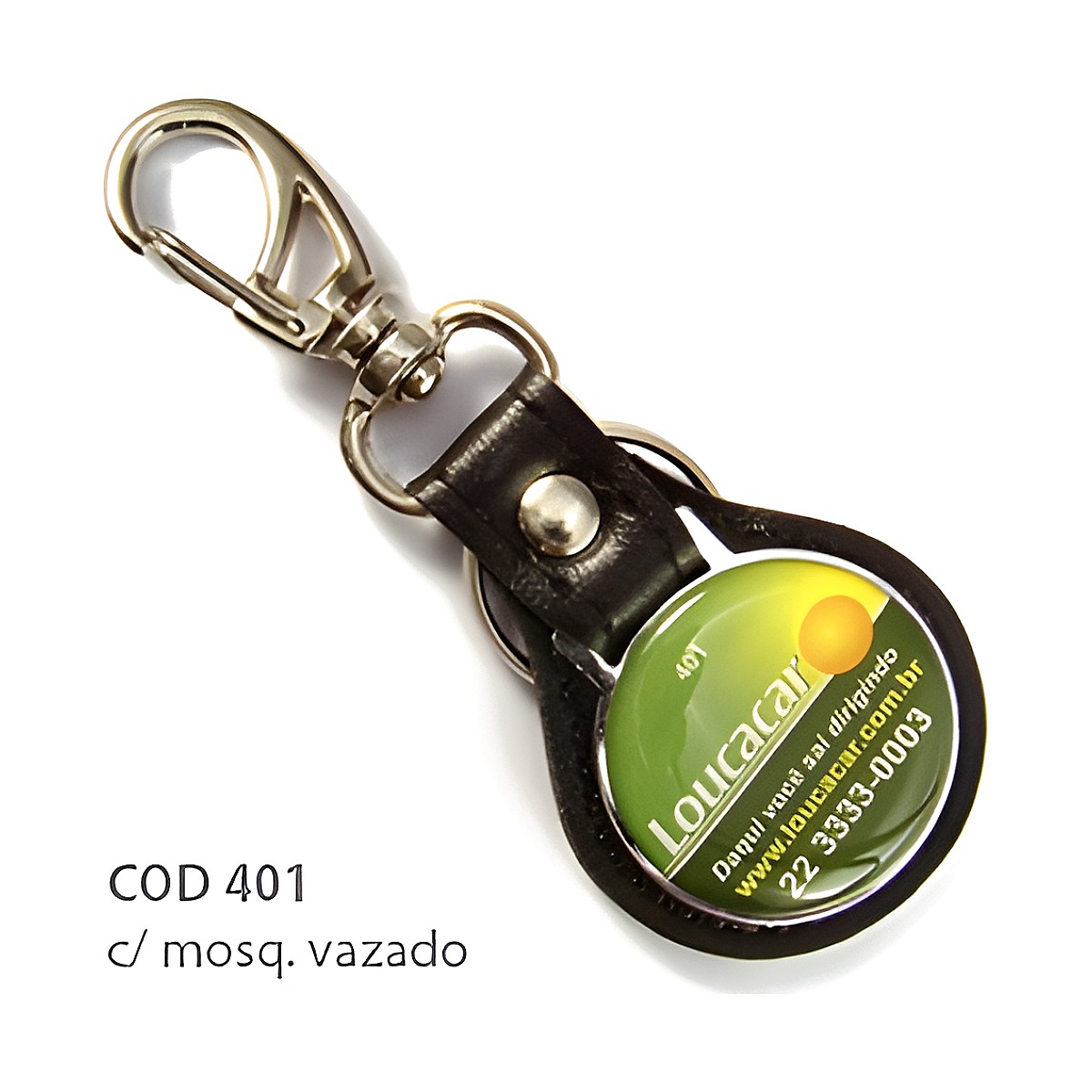 Chaveiro de Couro Sintético com a sua logo – Cód. 401
