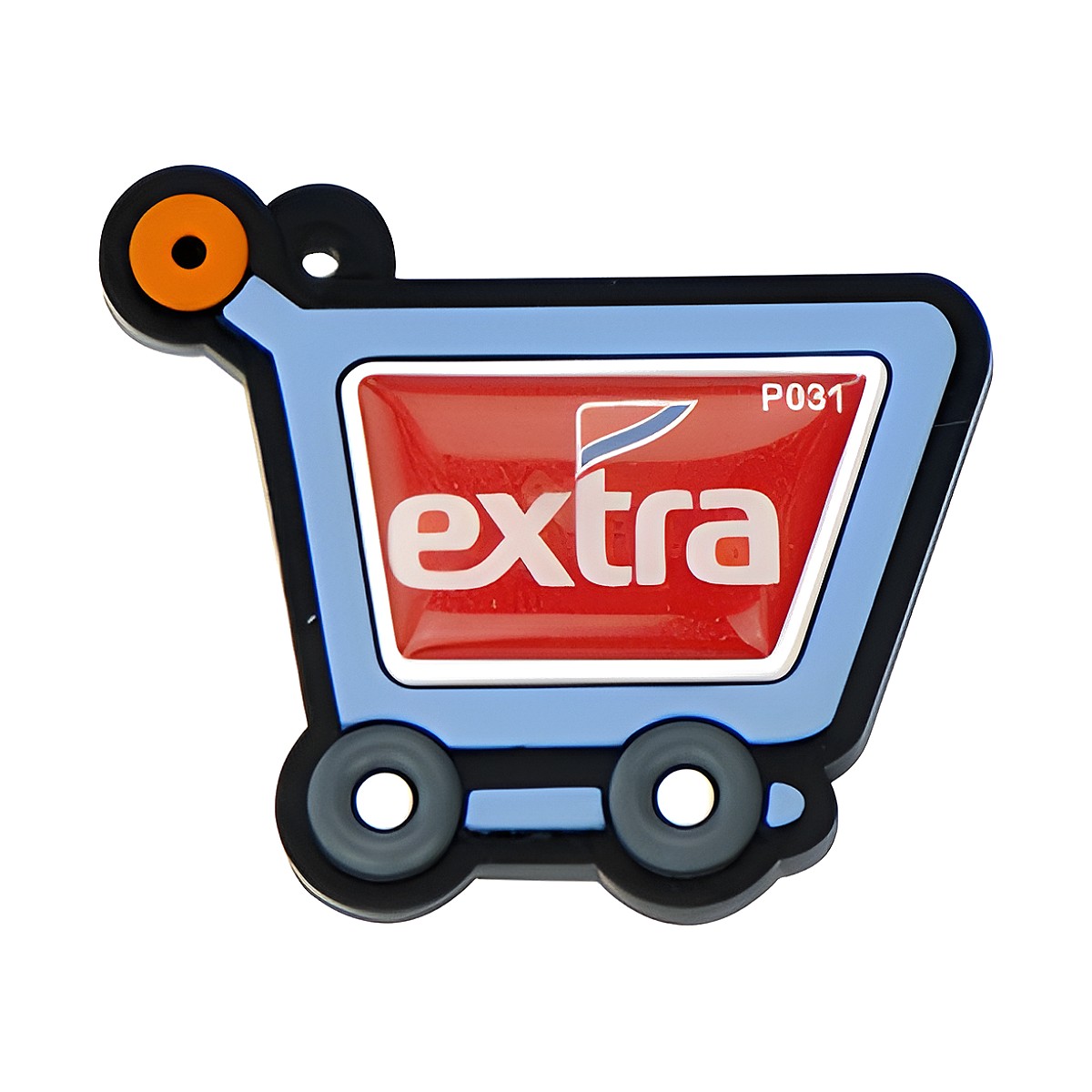 Chaveiro Emborrachado Carrinho de Compras com a sua logo